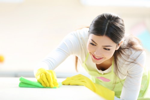 Carpet cleaner treating stains and dirt in a busy home interior